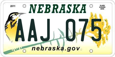 NE license plate AAJ075