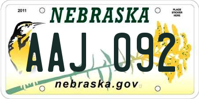 NE license plate AAJ092