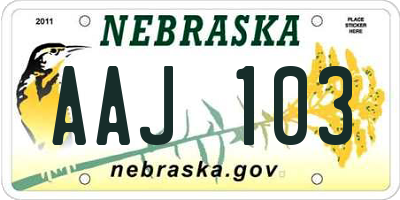 NE license plate AAJ103