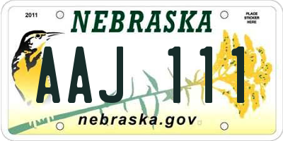 NE license plate AAJ111