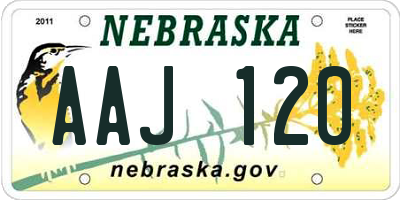 NE license plate AAJ120