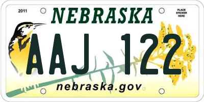 NE license plate AAJ122