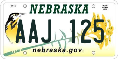 NE license plate AAJ125