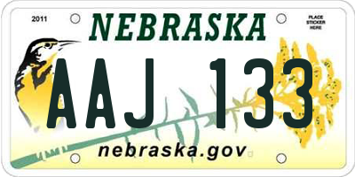 NE license plate AAJ133