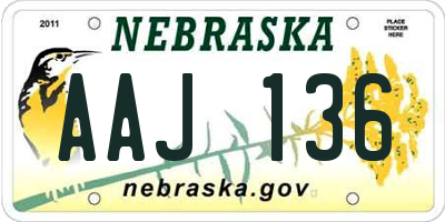 NE license plate AAJ136