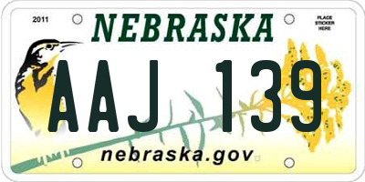 NE license plate AAJ139