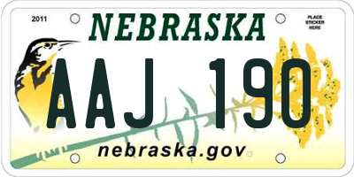 NE license plate AAJ190