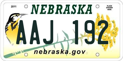 NE license plate AAJ192