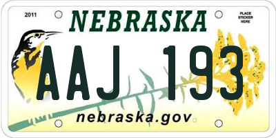 NE license plate AAJ193