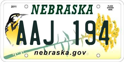 NE license plate AAJ194