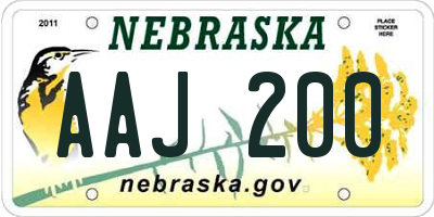 NE license plate AAJ200