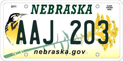 NE license plate AAJ203