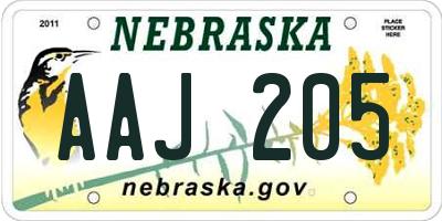 NE license plate AAJ205