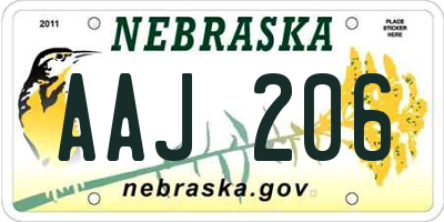 NE license plate AAJ206