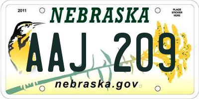 NE license plate AAJ209