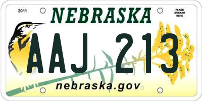 NE license plate AAJ213