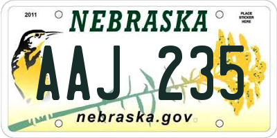 NE license plate AAJ235