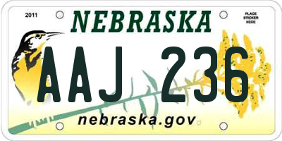 NE license plate AAJ236