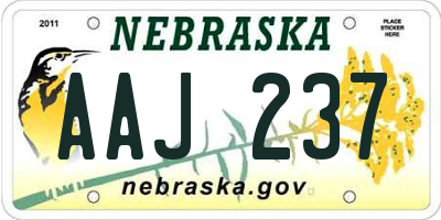 NE license plate AAJ237
