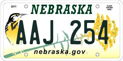 NE license plate AAJ254