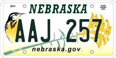 NE license plate AAJ257