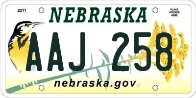 NE license plate AAJ258