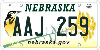 NE license plate AAJ259