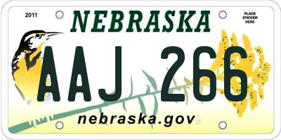 NE license plate AAJ266