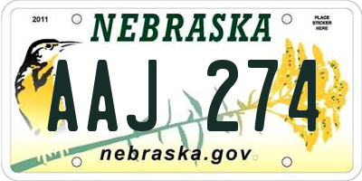 NE license plate AAJ274