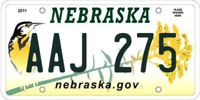 NE license plate AAJ275