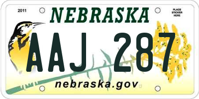 NE license plate AAJ287