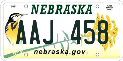 NE license plate AAJ458