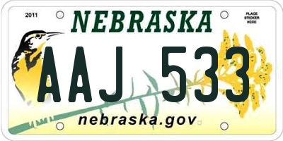 NE license plate AAJ533