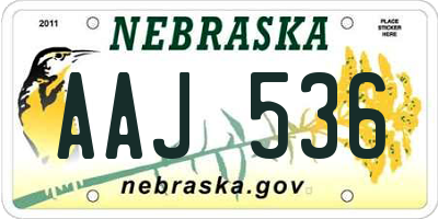 NE license plate AAJ536