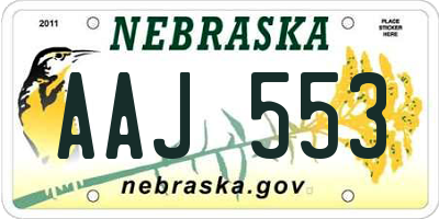 NE license plate AAJ553