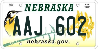NE license plate AAJ602