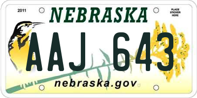 NE license plate AAJ643