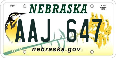 NE license plate AAJ647