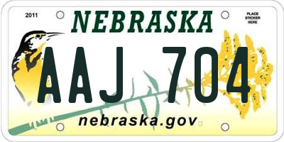 NE license plate AAJ704