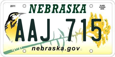 NE license plate AAJ715