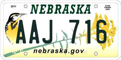 NE license plate AAJ716