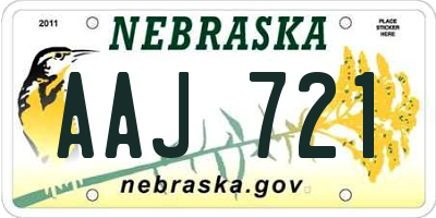 NE license plate AAJ721