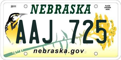 NE license plate AAJ725