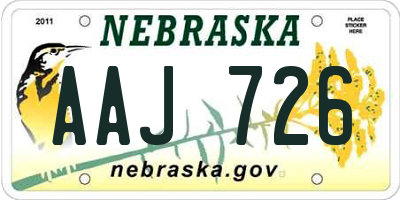 NE license plate AAJ726