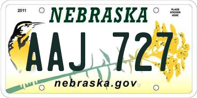 NE license plate AAJ727