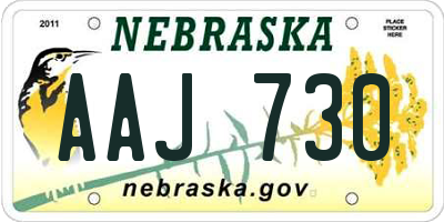 NE license plate AAJ730