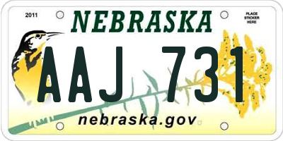 NE license plate AAJ731