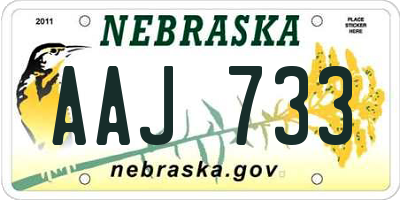 NE license plate AAJ733
