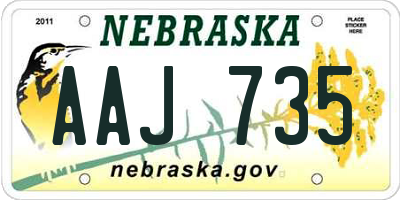 NE license plate AAJ735