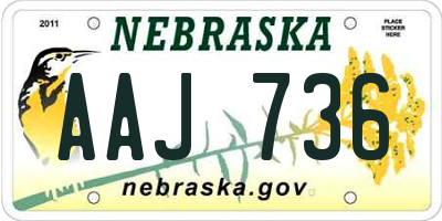 NE license plate AAJ736